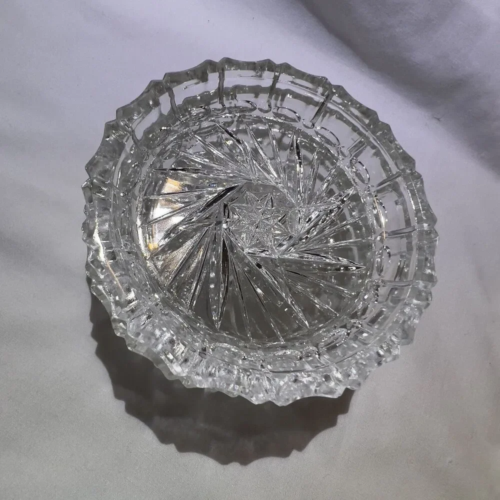 VTG Crystal Bohemia Pinwheel Czechoslovakia Brunswick Star 4 Set Glass Coasters‎